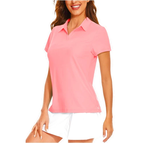 MAGCOMSEN Women's Golf Polo Shirts V Neck UPF 50+ Collared Short Sleeve Tennis Shirt Lightweight Quick Dry Sun Protection Shirts
