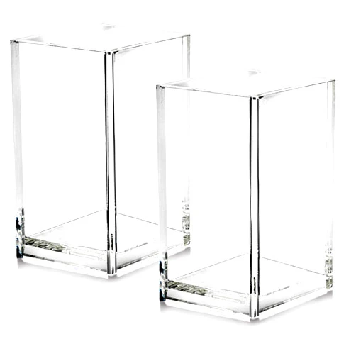 Cerpourt 2 Pack Clear Acrylic Pencil Pen Holder Cup,Desk Accessories Holder,Makeup Brush Storage Organizer,Modern Design Desktop Stationery Organizer for Office School Home Supplies,2.6x 2.6x 4 inches