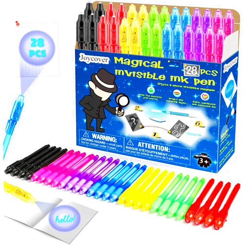 Joycover Invisible Ink Pen with UV Light for Kids, 28PCS Spy Pen Party Favors for Kids 4-8 8-12, Birthday Party Supplies Classroom School Goody Bag Stuffers for Boys Girls