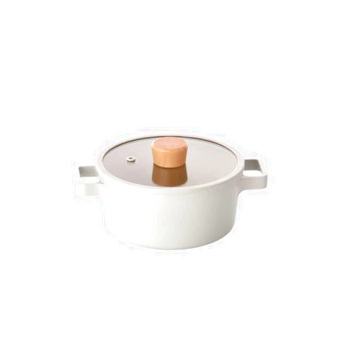 Fika NEOFLAM Mini Petit Pot for Stovetops and Induction | Wood knob and Glass Lid | Made in Korea (7 inch / 1.6qt)