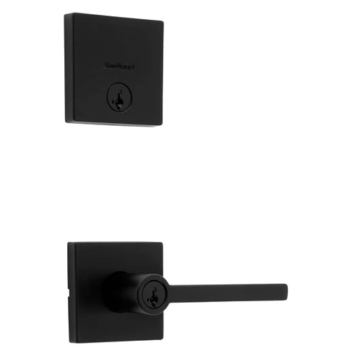 Kwikset 991 Halifax Keyed Entry Lever and Single Cylinder Deadbolt Combo Pack Featuring SmartKey and Microban in Matte Black