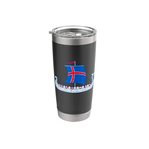 Icelander Viking Ship Icelandic Iceland Flag Boat Viking Stainless Steel Insulated Tumbler