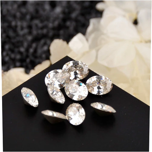 BAIYIYI 10pcs Nail Art Rhinestone Gems Pointed Back Clear K9 Glass Crystal Shiny Zircon Nail Diamonds Oval Shape 5 * 7mm Mini Rhinestone for DIY Acrylic Nail Art Decoration