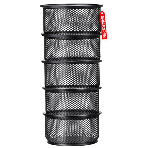 grwanpen®5 packs Stackable Desk Mesh Holder Sturdy Desk Holder Container for Desk Mesh Paper Clip Organizer Black