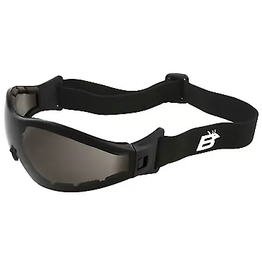 Birdz Eyewear Boogie Foam Padded Motorcycle Ski Skydiving Z87.1 Safety Goggles Black Frames with Clear Anti-Fog Lenses (Smoke)
