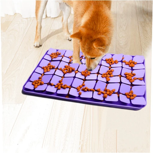 Femont Silicone Snuffle Mat for Small Medium Dogs,Slow Feeder Lick Mat for Pet Slow Down Eating,Encourages Natural Foraging Skill,Interactive Feed Game Toy Lick Mat Bowl for All Breed Dog(Purple)
