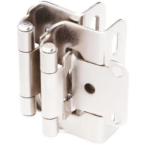 DecoBasics Brushed Nickel Cabinet Hinges for Kitchen Cabinets (25 Pair-50 Pcs) -1/2