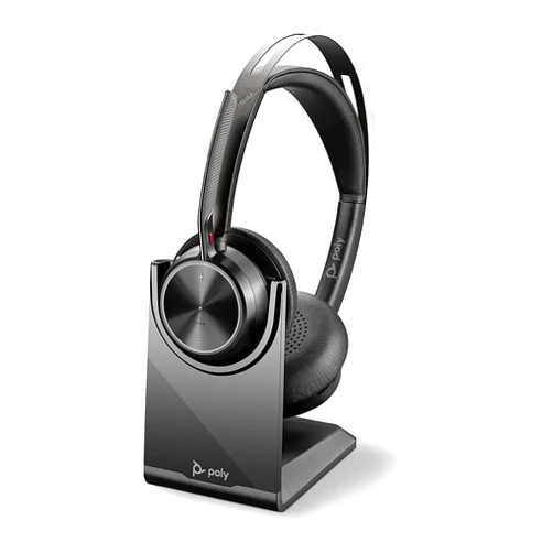 Poly - Voyager Focus 2 UC USB-A Headset with Stand (Plantronics) - Bluetooth Stereo Headset with Boom Mic - USB-A PC/Mac Compatible - Active Noise Canceling - Works with Teams (Certified), Zoom & more