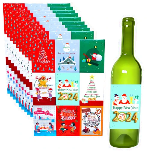 Trantranapa 90pcs Waterproof Christmas Party Bottle Sticker for Champagne Personalized Xmas Wine Bottle Sticker for Appreciation Christmas Gifts Decorations for Women and Men (10)