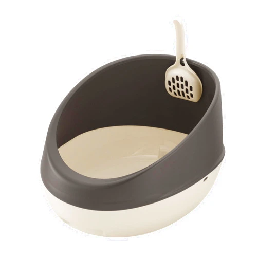 Richell: PAW TRAX Rimmed Cat Litter Pan - Brown - High Shield Sides, Waste Box w/Included Scoop, Recessed Handle, Durable Plastic, 18.5 x 14.2 x 9.6
