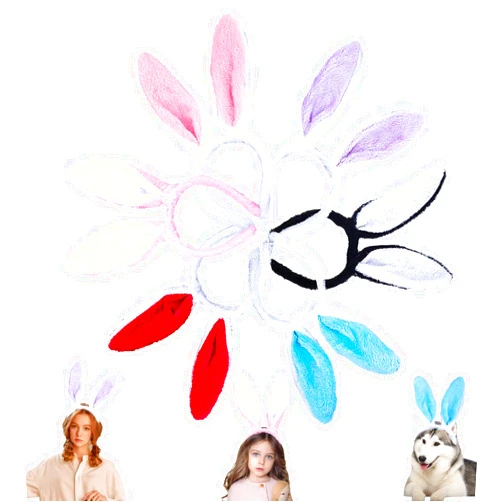 Candygirl 6pcs Easter Bunny Ears Headband Glitter Girls Headbands with Bow Party Headbands for Girls Kids Women