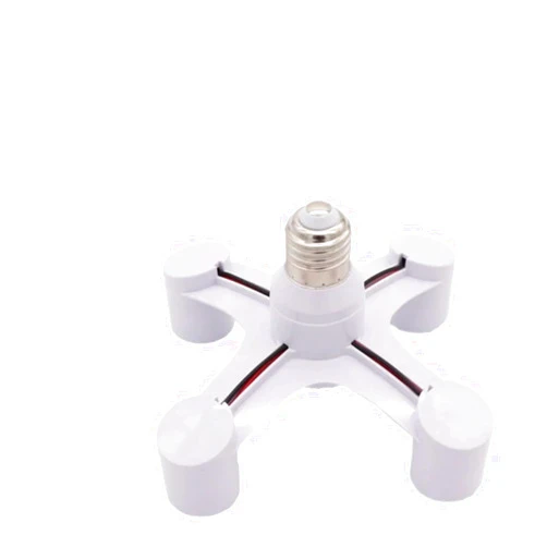 KLMAGHK Universal E27 to 4E27 6E27 5E27 3E27 LED Light Lamp Base E26 Screw Bulb Lamp Head Conversion 2E27 Extension Lamp Holder White(E27 to 4E27)