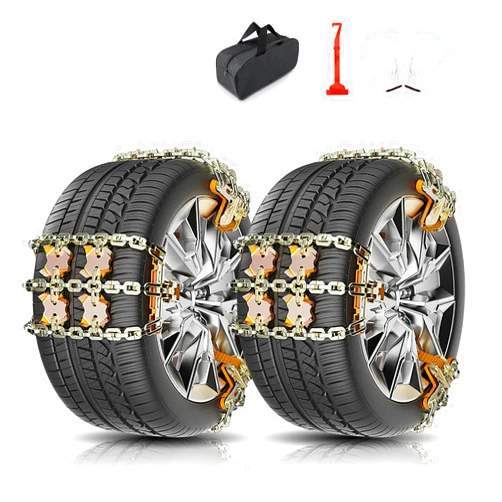 JONHWI Snow Chains, Emergency Anti-Skid Tire Chains for SUV, Cars, Sedan, Pickup Trucks with Update Adjustable Lock for Ice, Snow, Mud, Sand, Applicable Tire Width 225-305 mm (8.86-12 inch)