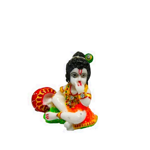 Somi gift Decorative Showpiece Marble Finish Krishna Makhan Chor Laddu Gopal Murti Figurine Idol Statue for Home Temple Poojan Use Office Temple