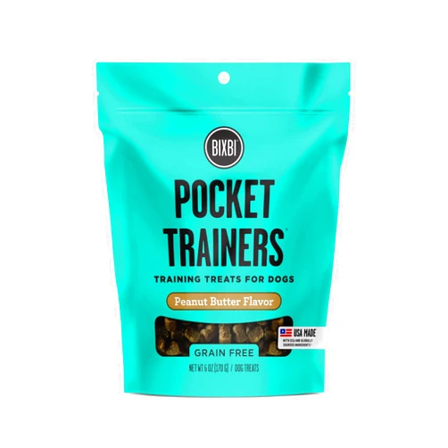 BIXBI Pocket Trainers, Peanut Butter (6 oz, 1 Pouch) - Small Training Treats for Dogs - Low Calorie and Grain Free Dog Treats, Flavorful Pocket Size Healthy and All Natural Dog Treats