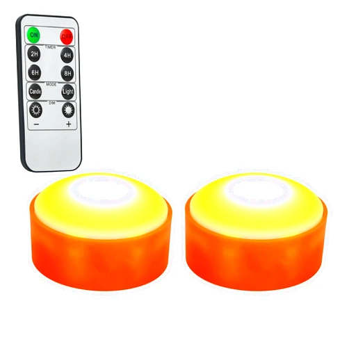 FLERDMAU 2-Pack Halloween Pumpkin Lights with Remote Timer - Pumpkin Lights LED Battery Operated Decor - Halloween Jack-O-Lantern Outdoor Decorations -Orange