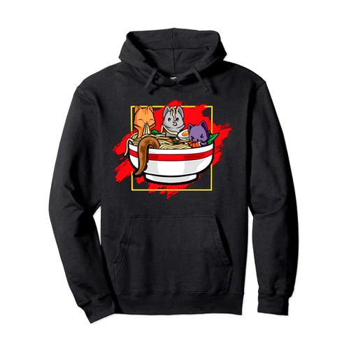 Watch Anime Animation Comics Kawaii Manga Otaku Ramen Cat Feline Kitten Chapstick Kawaii Otaku Cartoon Anime Pullover Hoodie