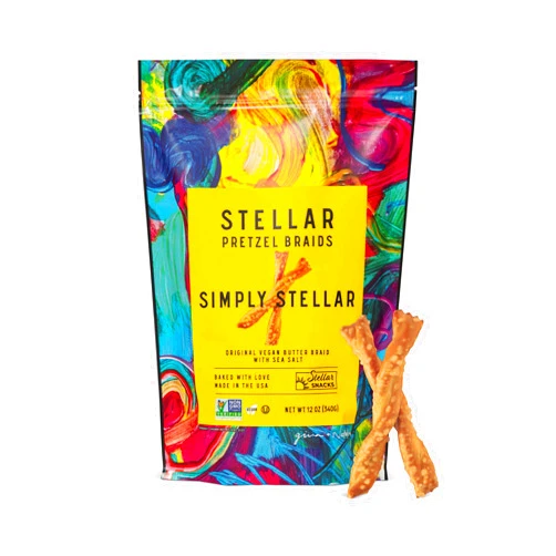 Stellar Snacks Pretzel Braids, Twists, Simply Stellar Sea Salt, 12 oz Large Bag - Vegan, Kosher, Peanut-Free, Non-GMO, Made in the USA