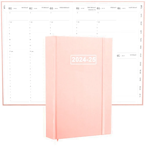 Tuun Fuplan 2024-2025 Appointment Book & Planner - Daily Hourly Planner from July 2024 to December 2025, weekly appointment book 2024-2025 with Tabs and Half Hour (30 Mins) Interval, 5.8'' x 8.3'', Pink