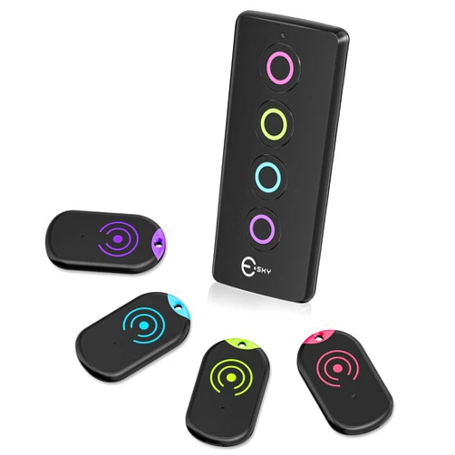 Esky Ultra Slim Key Finder, Remote Finders Locator with 80dB Sound and 4 Receivers, Wallet Tracker and Item Locators Beeper Tags for Finding Key, TV Remote, Wallet, Pets and Phone, Gifts for Men