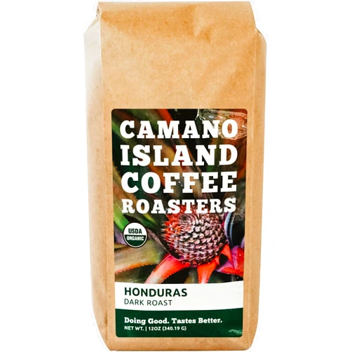 Camano Island Coffee Roasters Honduras Dark Roast, Ground 12oz, Fresh Small Batch Roasted, USDA Organic, Fairly Traded, Shade Grown Top 1% Arabica - Molasses, Brown Sugar, Cinnamon Flavor