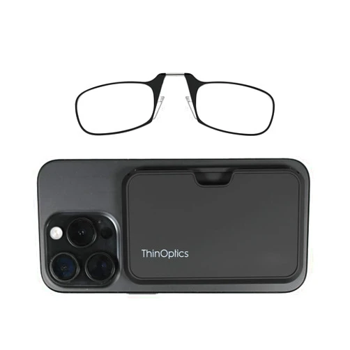 Always With You ThinOptics Readers with Pod Case - Armless On-Nose Reading Glasses - Slim Case Attaches to Phone - MagSafe Compatible