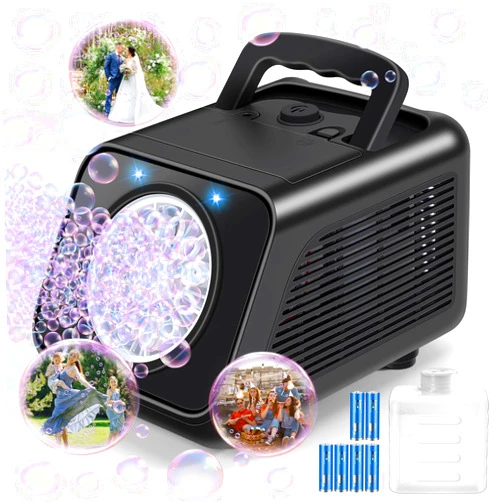 Kizmore Bubble Machine Automatic Bubble Blower for Kids: Battery Operated Bubble Maker for Toddlers 1-3 | 20000+ Bubbles Per Min Contain 6 AA Battery | Outdoor Toys for Parties Birthday Wedding