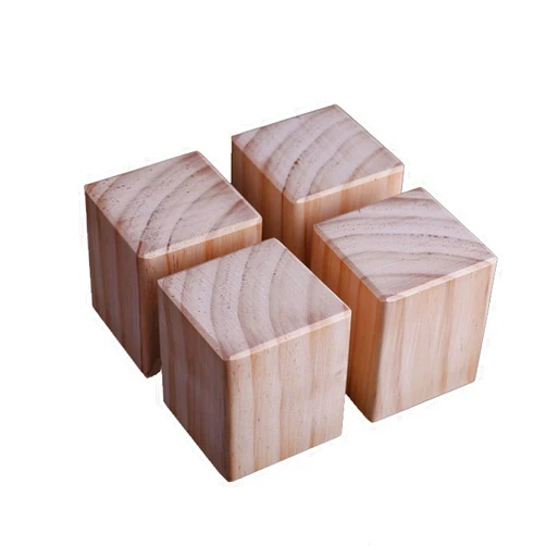 Geovne Solid Hard Wood Blocks Sofa Raised Feet,Rectangle/Square Chair Legs,Coffee Table Leg Lifting Block,Wood Color Furniture Legs,Bed Legs,for Cabinet Vanity Couch,4pcs (6x6x5cm/2.36x2.36x1.97in)