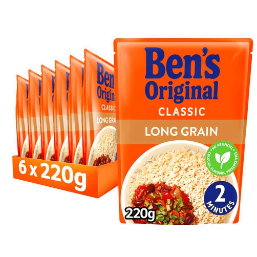 Ben's Original Long Grain Microwave Rice, Bulk Multipack 6 x 220 g pouches