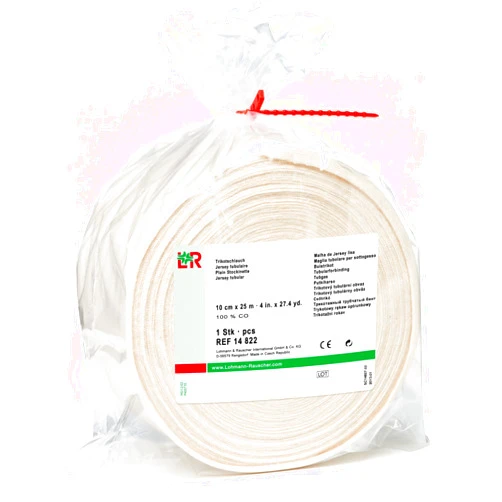 ALBA Lohmann & Rauscher tg cotton Stockinette, 10cm x 25m, 100% Cotton Close-Weave Seamlessly Knitted Tubular Stockinette, Skin Friendly Protection, First Layer of Multi-Layer Compression Bandaging