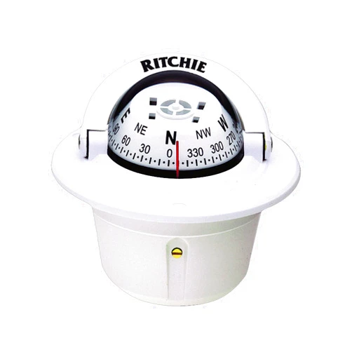Extra white & optal NEW F50W WHITE EXPLORER FLUSH MOUNT MARINE COMPASS FOR POWER BOAT- RITCHIE F-50W