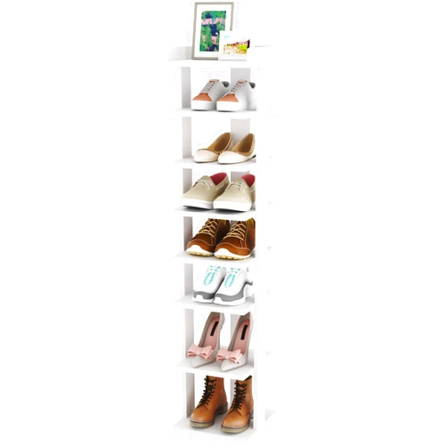 HOMEFORT 7-Tier Wood Shoe Rack, Entryway Shoe Tower,Vertical Shoe Organizer, Wooden Shoe Storage Stand(White)