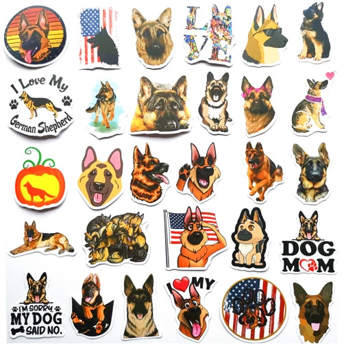 Generic 50Pcs Black German Shepherd Stickers Pets Cute Dog Puppies Decals PC Laptop Window Bumper Stickers