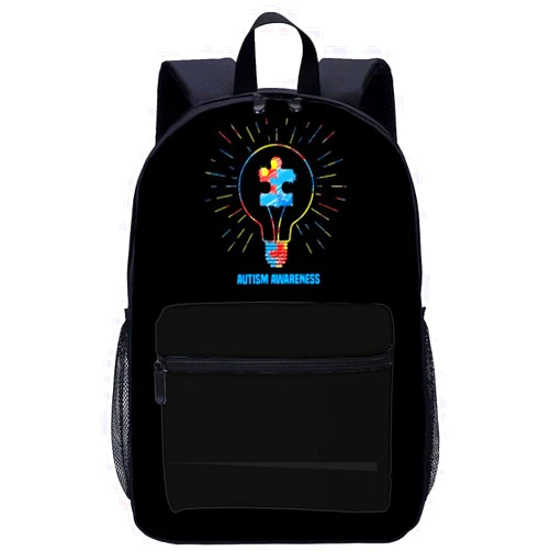 LIJrtrFseRW Autism Awareness Travel Laptop Backpack Lightweight 17 Inch Casual Daypack Shoulder Bag for Men Women