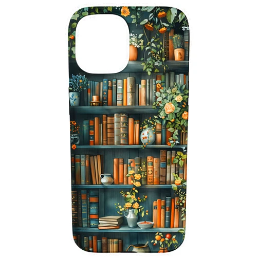 Books Coffee and Flowers Vintage Library Books and Coffee Vintage Library Case for iPhone 15