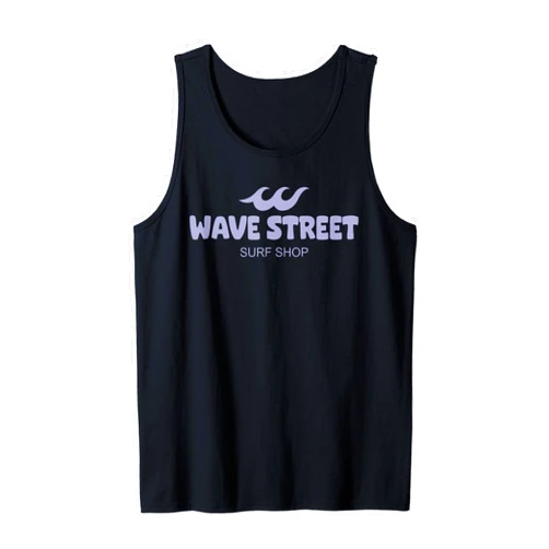 WAVE STREET SURF SHOP Wave Street Classic Waves on the Beach Surf Shop Graphic Tank Top