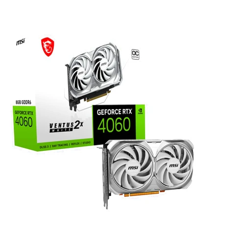 MSI Gaming GeForce RTX 4060 8GB GDRR6 Extreme Clock: 2505 MHz 128-Bit HDMI/DP Nvlink TORX Fan 4.0 Ada Lovelace Architecture Graphics Card (RTX 4060 Ventus 2X White 8G OC)