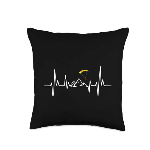 PeeKay Apparel - Sports Heartbeat Mountain Paragliding Throw Pillow, 16x16, Multicolor