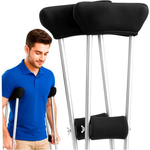 Vive Fleece Crutch Pads & Hand Grips – Soft Underarm Cushion Padding for Crutches – Comfortable Foam Support, Washable, Breathable Accessories for Adults & Youth – Armpit Pain Relief (Black)