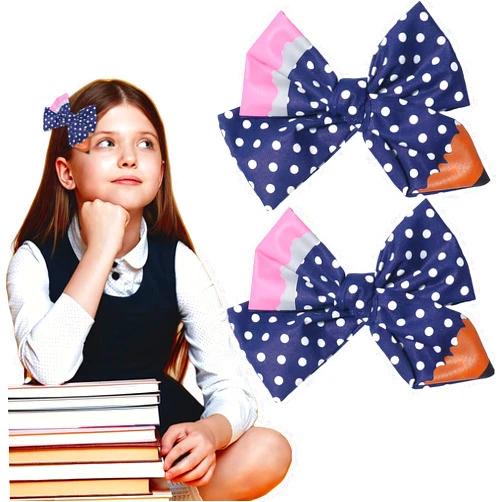 Pvoiue Back to School Pencil Hair Bows Clips for Girls, School Bows for Girls And Teacher Hair Accessories, Pencil Hairbows Kindergarten Girls Students Toddler Hair Accessories (Blue)