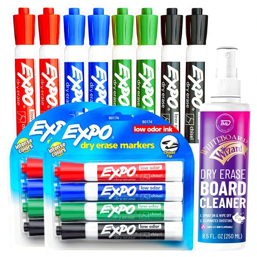 The Mega Deals Dry Erase Markers 2 Packs Whiteboard Markers Chisel Tip White Board Markers and White Board Cleaner Dry Erase Spray