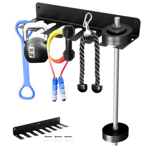 Ranjaner Gym Equipment Storage Rack, Resistance Bands Storage Hanger, Multi-Purpose Home Gym Rack Organizer Wall Mount for Barbells Jump Ropes Lifting Belt Gym Accessories