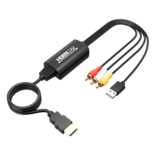 Adoreen HDMI to RCA Converter Cable 6 Ft, 1080P HDMI to 3 RCA Composite CVBS AV Audio Video Adapter with USB Power Supports PAL/NTSC for Old TV Apple Android Box, Roku, PC, DVD-Unidirectional