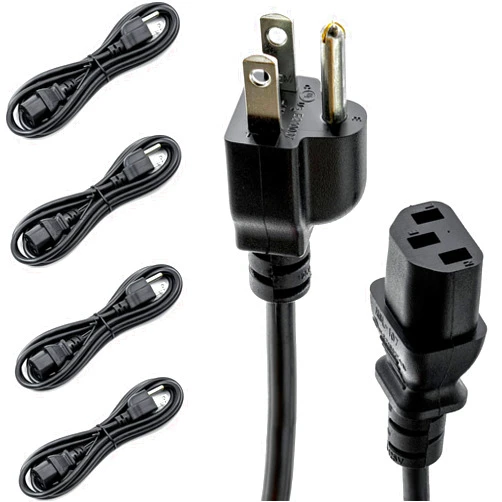Wuiil Orvac Qualitech UL Approved 6 Feet Universal Computer Monitor Power Cord, C13 Power Cable for Monitor, PC, Desktop, Printer, Scanner 18 AWG GA NEMA 5-15P to IEC13 (Heavy Duty SJT 4 Pack),Black