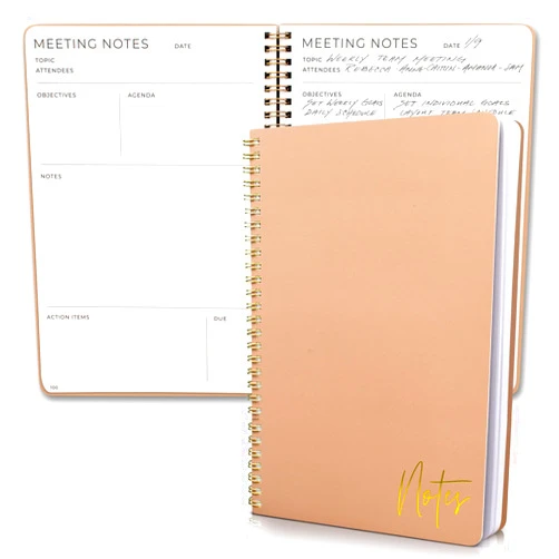 ZICOTO Beautiful Meeting Notebook For Work Organization - Easily Take Notes And Keep Agendas on Track - The Perfect Office Planner Supplies for Women & Men to Professionally Manage Business Projects - Pink