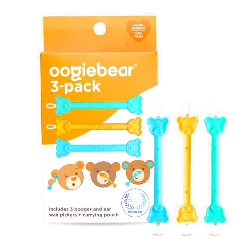 oogiebear: Baby Nose Cleaner & Ear Wax Removal Tool - Safe Booger & Earwax Removal for Newborns, Infants, Toddlers - Dual-Ended - Essential Baby Stuff, Diaper Bag Must-Have - 3 Pack