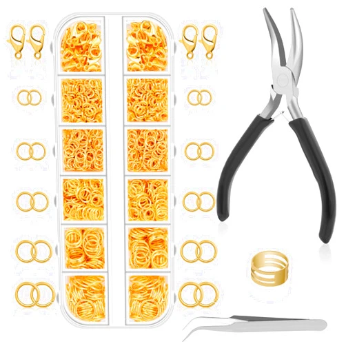 Anezus 1200PCS Jump Rings for Jewelry Making Kit, Gold, Jewelry Making Supplies and Necklace Repair, Modern Style, Small Size, Not Foldable