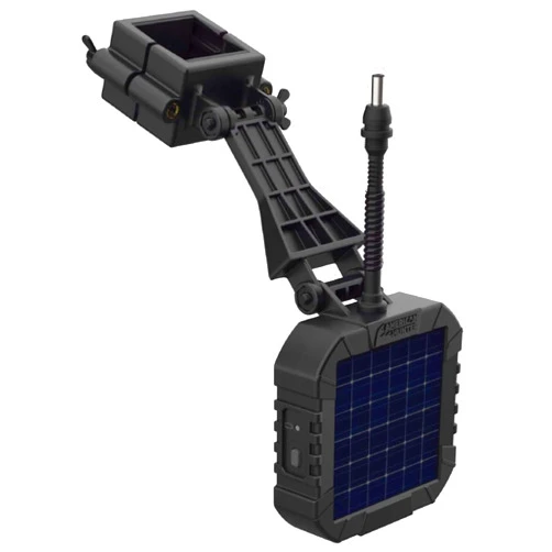 AMERICAN HUNTER 6V Power Universal Versatile Durable Solar Panel with Battery and Mounting Brackets Included for Game Feeders,Black