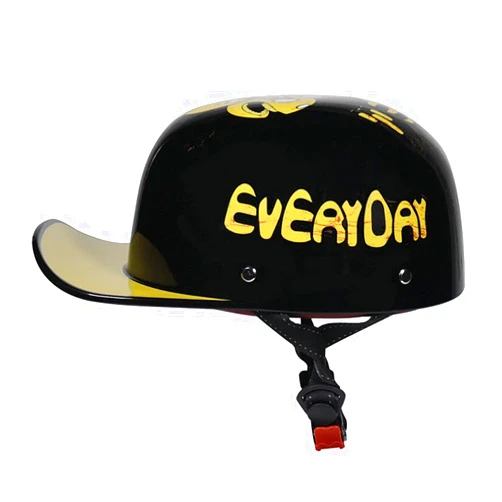 Woljay Vintage Open Face Motorcycle Helmet Baseball Cap Half Helmets Retro Men Women for Chopper Cruiser Street Scooter Moped Cap Jet - DOT Certified