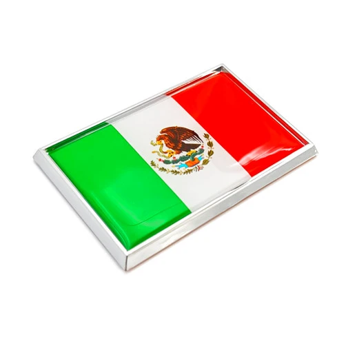 Perdecor Mexico Flag Sticker Emblem Mexican Decal Car Chrome Flags, 2 Pack, 3 x 2 inches